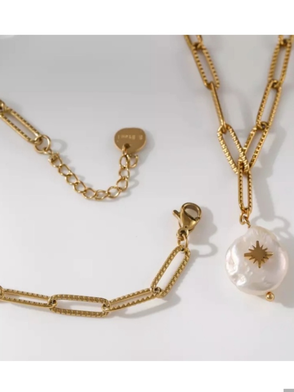 JULRAE Freshwater Pearl North Star Gold Pendant Necklace